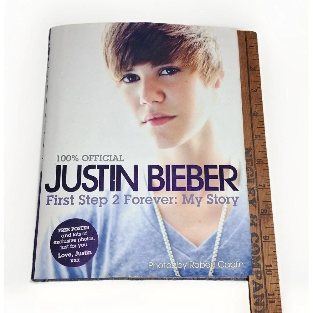 Justin Bieber First Step 2 Forever My Story Hardcover Book with Poster 2010